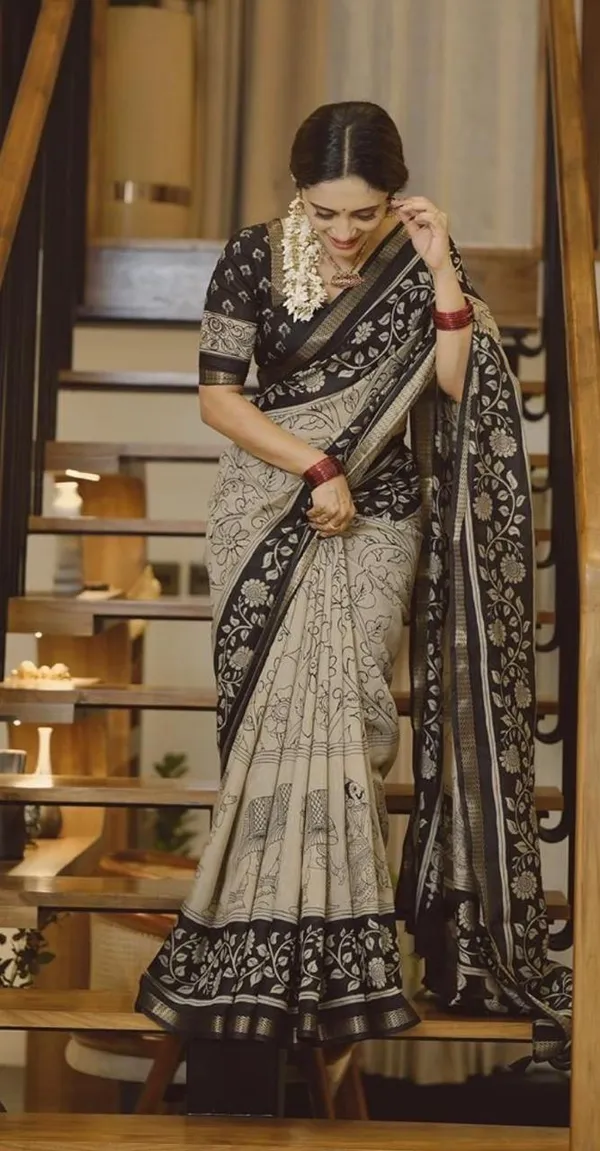 Beige_Black_Kalamkari_Silk
