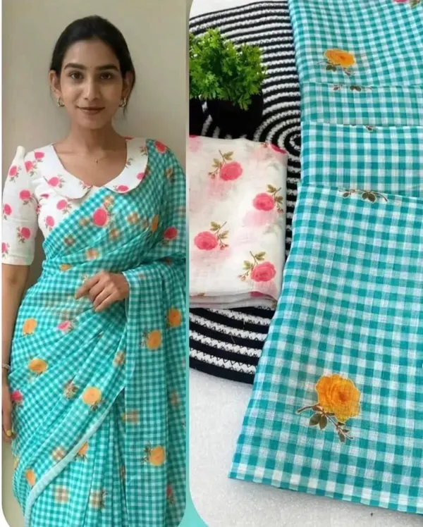 Rama_Blue_Trending_Checks_Sarees