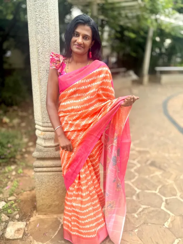 Orange_Pink_Kalamkari_Saree