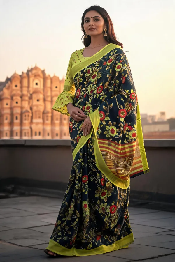 Indigo_Soft_Cotton_Saree