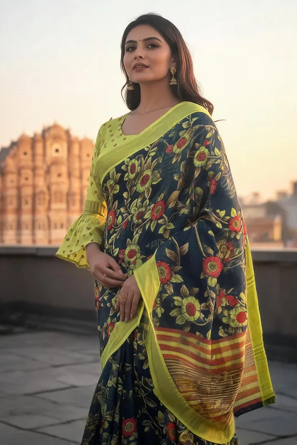 Indigo_Soft_Cotton_Saree