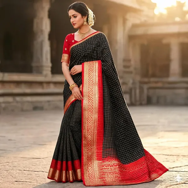 Black_N_Red_2D_Mysore_Silk_Black_Saree_With_Blouse_Piece_For_Women