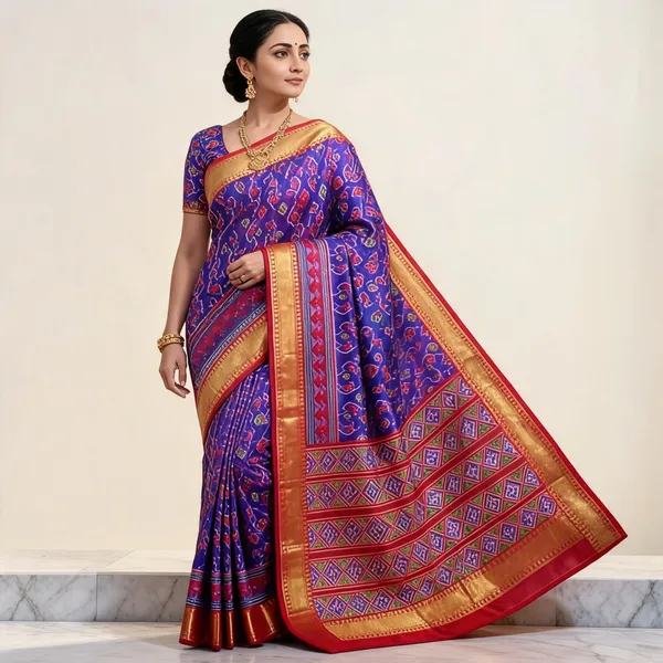 Dual_Tone_Blue_Patola_Silk_Dual_Tone_Saree_With_Blouse_Piece_For_Women