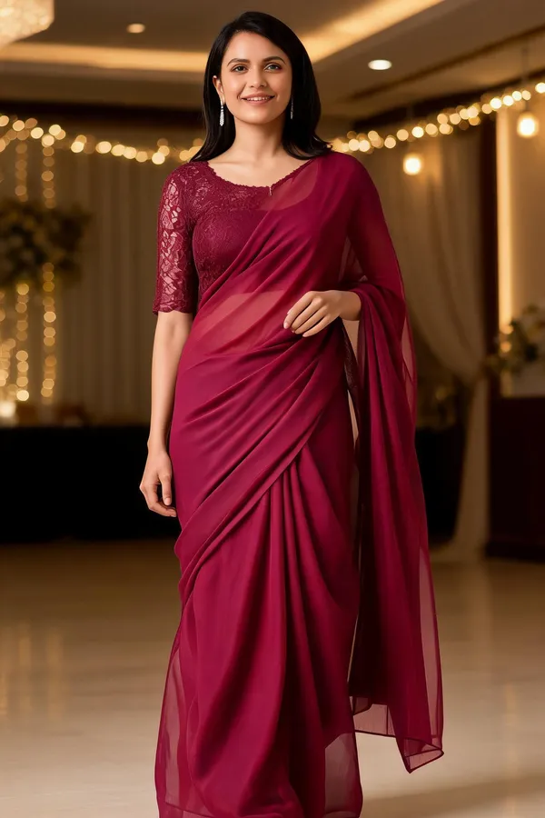 Wine_Chiffon_Designer_Saree_With_Blouse_Piece_For_Women