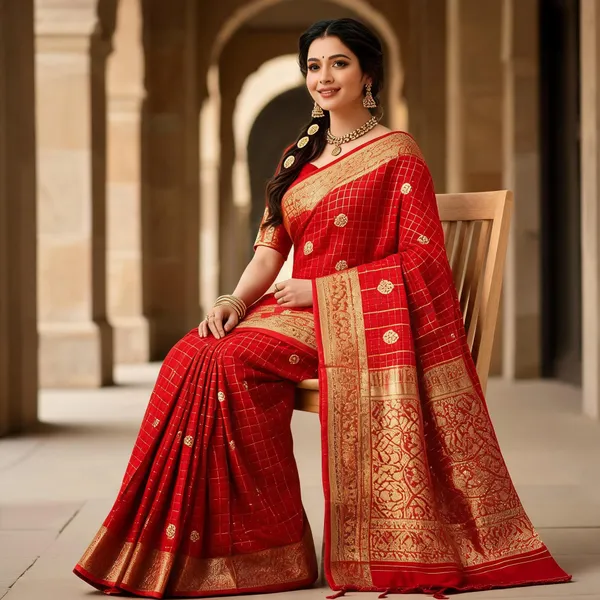 Red_Mysore_Silk_Red_Buttis_Saree_With_Blouse_Piece_For_Women