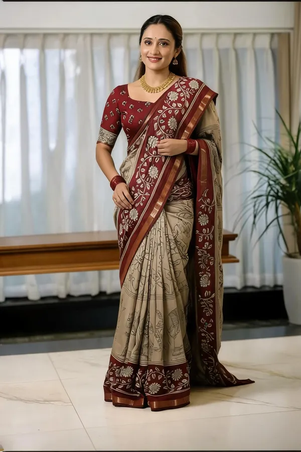 Beige_Maroon_Mul_Cotton_Saree
