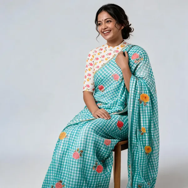 Rama_Blue_Trending_Checks_Sarees
