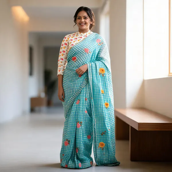 Rama_Blue_Trending_Checks_Sarees