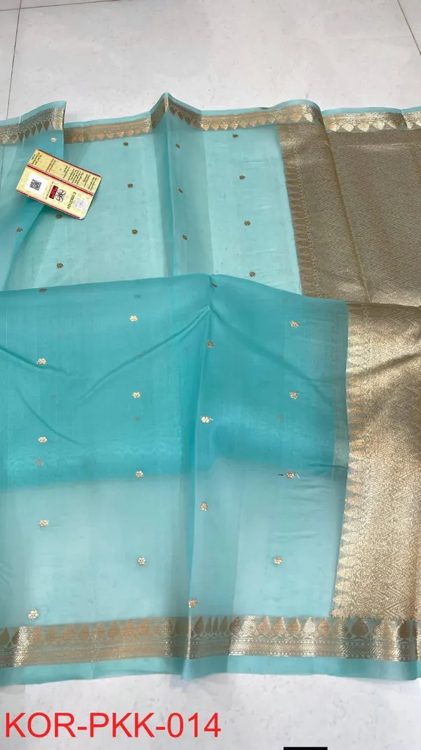 Turquoise_Organza_Silk_Woven_Zari_Border_Saree_For_Women