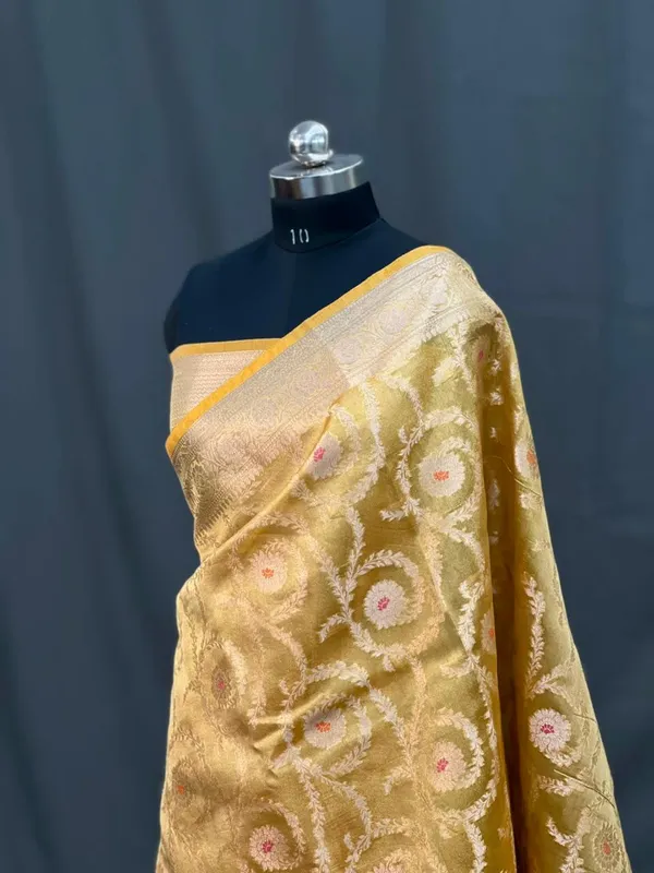 Golden_Soft_Silk_Brocade_Floral_Woven_Saree_For_Women