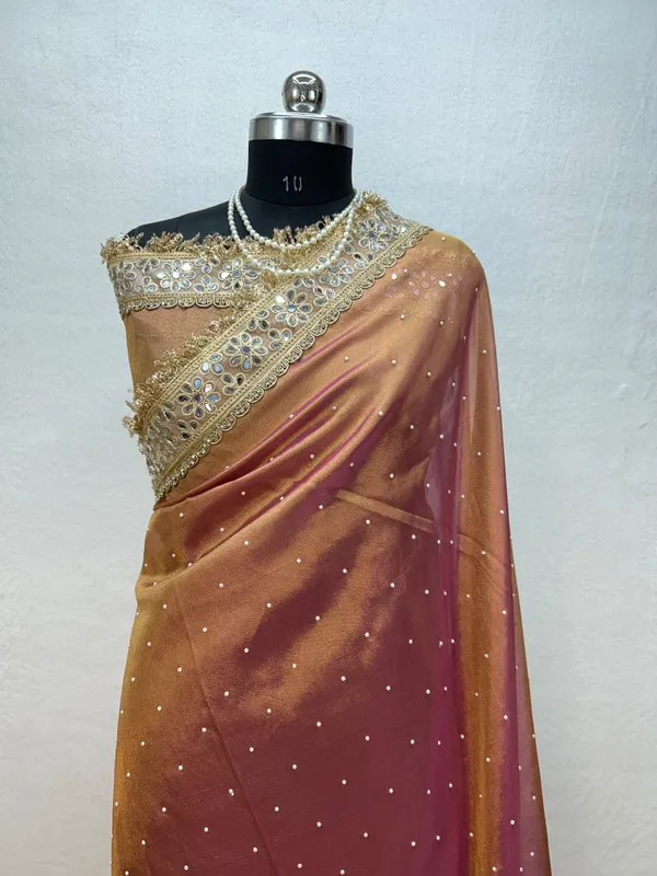 Brown_Tissue_Silk_Embellished_Saree_For_Women