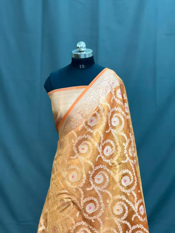 Golden_Soft_Silk_Brocade_Floral_Woven_Saree_For_Women
