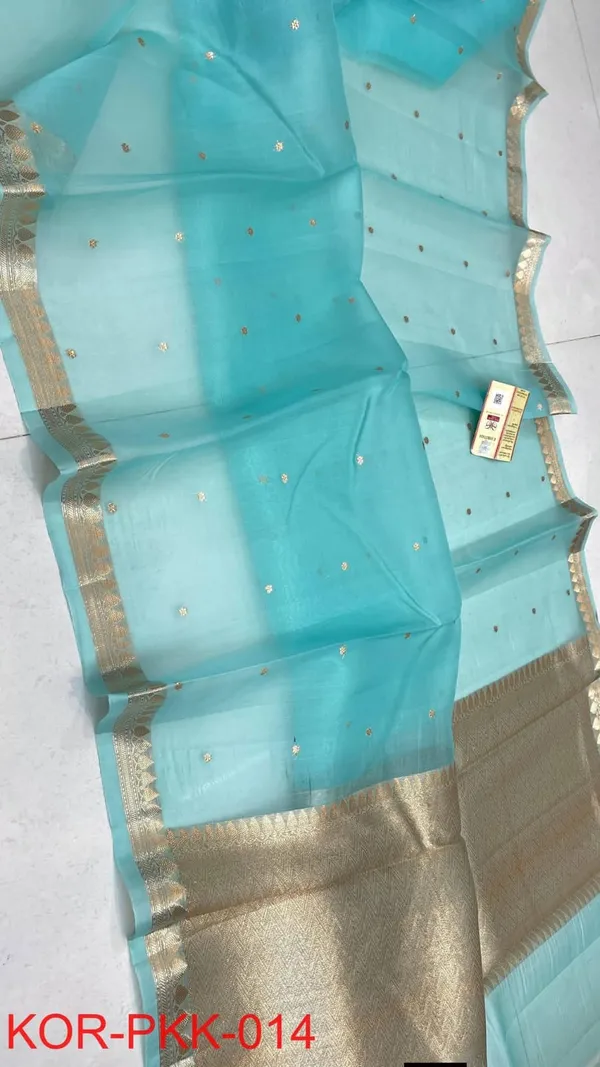 Turquoise_Organza_Silk_Woven_Zari_Border_Saree_For_Women