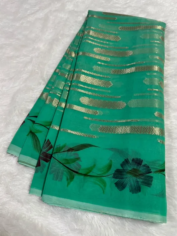 Green_Organza_Silk_Floral_Print_Saree_For_Women