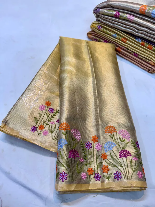 Gold_Tissue_Silk_Floral_Embroidered_Saree_For_Women
