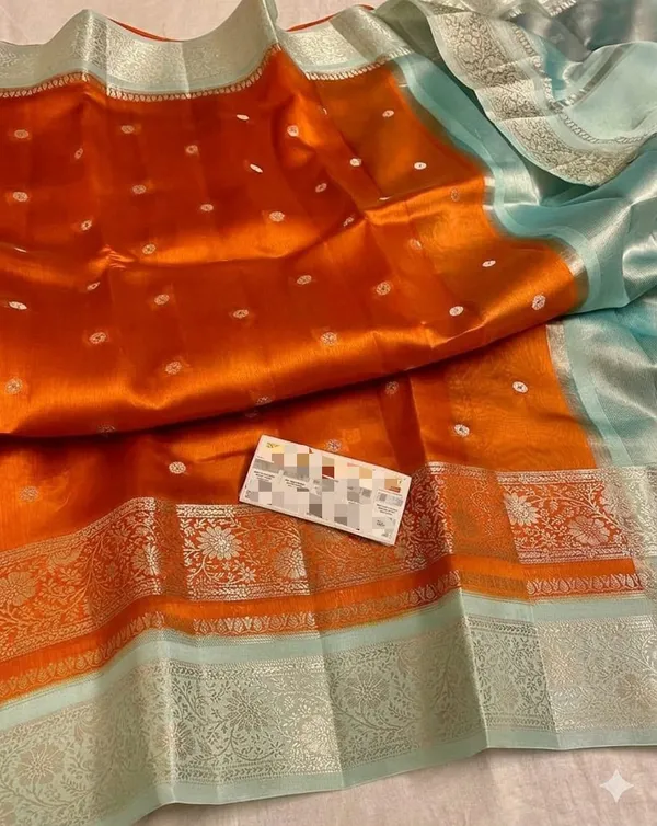 Orange_Silk_Finish_Woven_Saree_for_Women