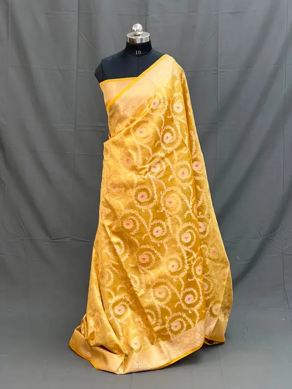 Yellow_Woven_Floral_Saree_For_Women