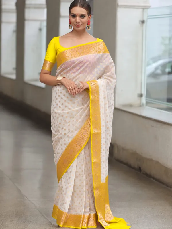 White_Seli_Katan_Silk_Woven_Saree_For_Women