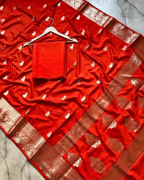 Red_Silk_Woven_Zari_Border_Saree_For_Women
