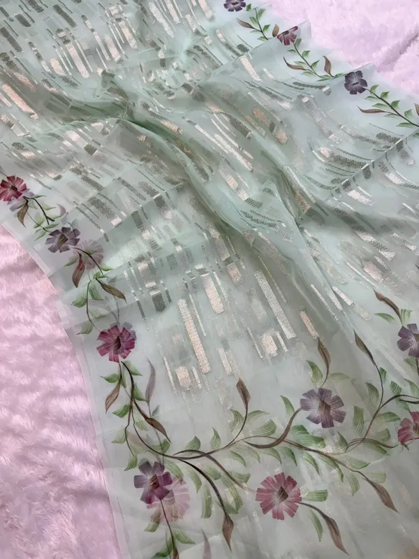Green_Organza_Floral_Print_Saree_for_Women