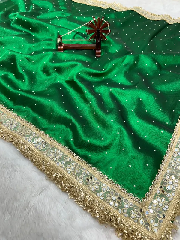 Green_Satin_Embellished_Saree_for_Women