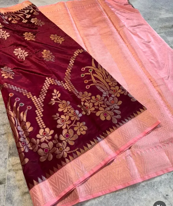 Maroon_Soft_Silk_Floral_Woven_Saree_For_Women