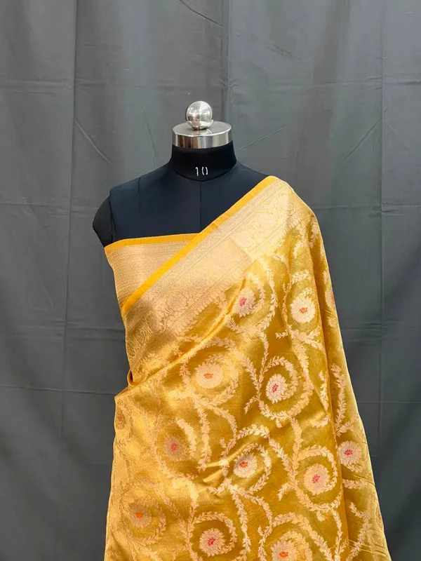 Yellow_Woven_Floral_Saree_For_Women