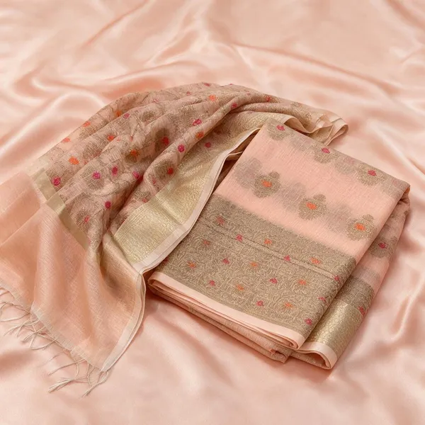 Peach_Cotton_Silk_Blend_Printed_Saree_For_Women