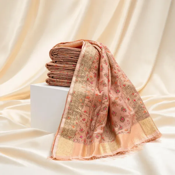 Peach_Cotton_Silk_Blend_Printed_Saree_For_Women