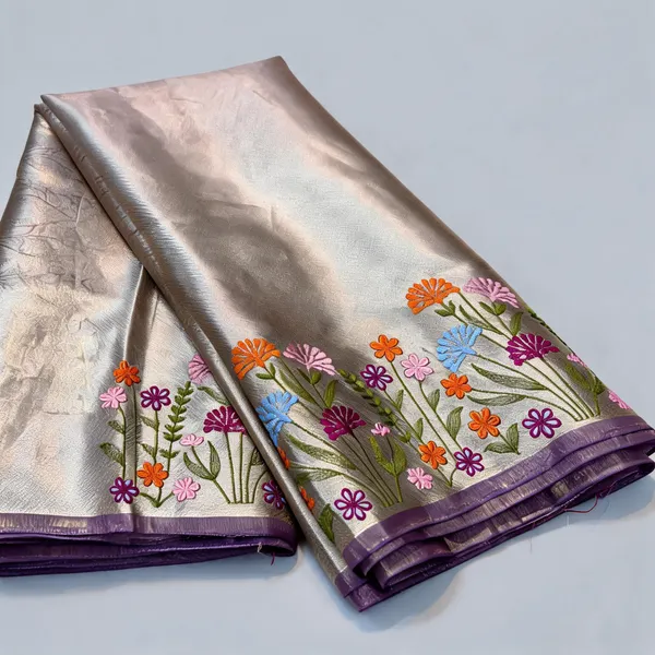 Grey_Tissue_Silk_Floral_Border_Saree_For_Women