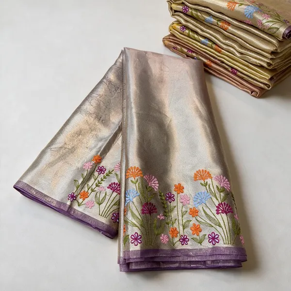 Grey_Tissue_Silk_Floral_Border_Saree_For_Women