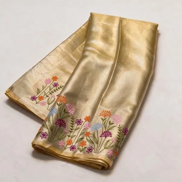 Gold_Tissue_Silk_Floral_Embroidered_Saree_For_Women