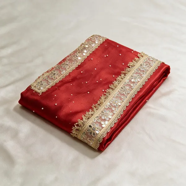 Red_Tissue_Silk_Embellished_Saree_For_Women