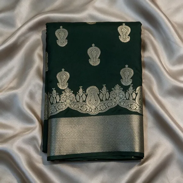 Dark_Green_Tissue_Silk_Paisley_Print_Saree_For_Women