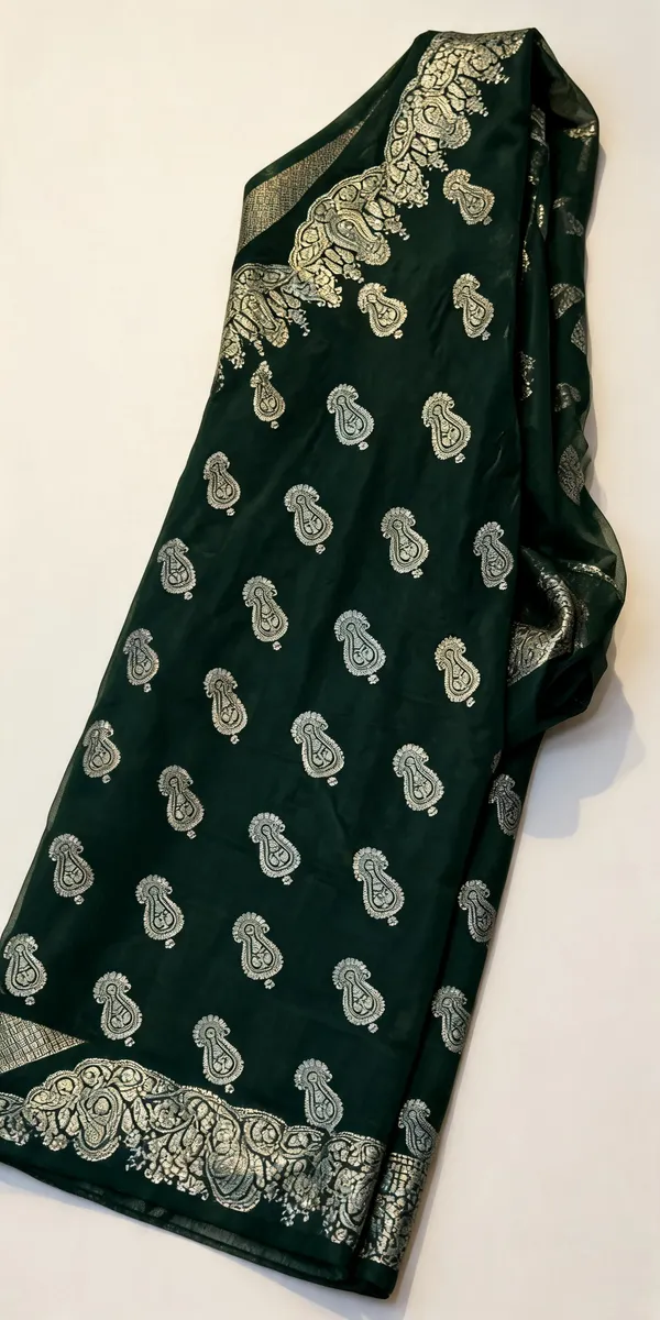 Dark_Green_Tissue_Silk_Paisley_Print_Saree_For_Women