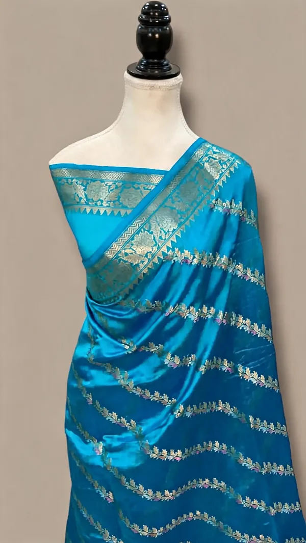 Blue_Tissue_Silk_Metallic_Floral_Woven_Saree_For_Women