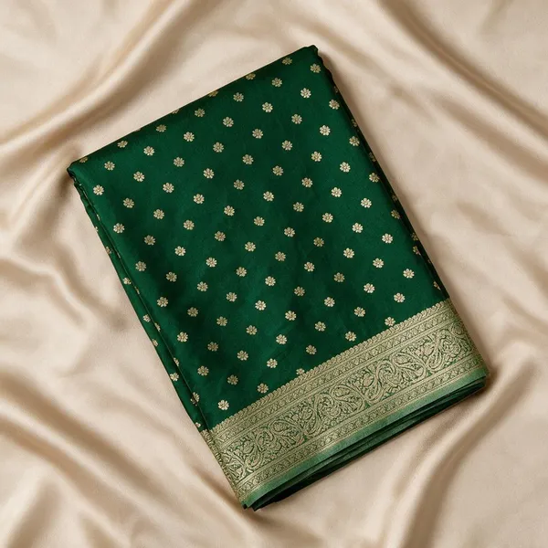 Green_Soft_Silk_Dotted_Print_Saree_For_Women