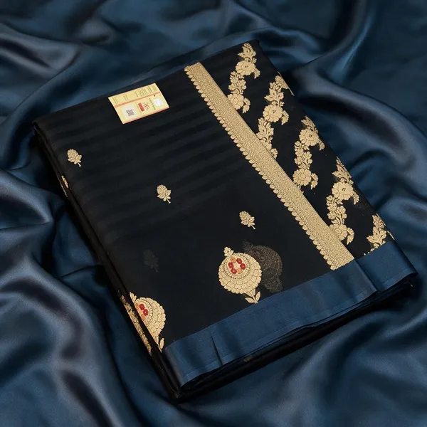 Black_Soft_Silk_Floral_Embroidered_Saree_For_Women