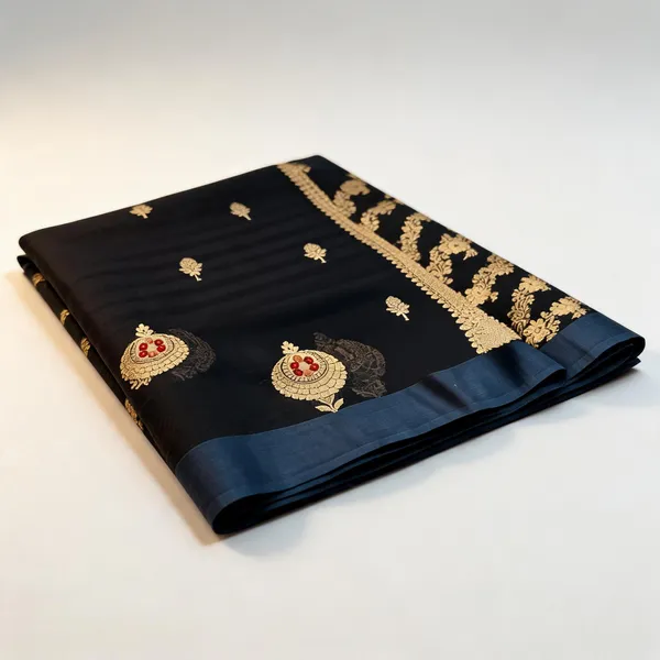 Black_Soft_Silk_Floral_Embroidered_Saree_For_Women