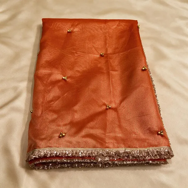 Orange_Tissue_Silk_Embellished_Saree_For_Women