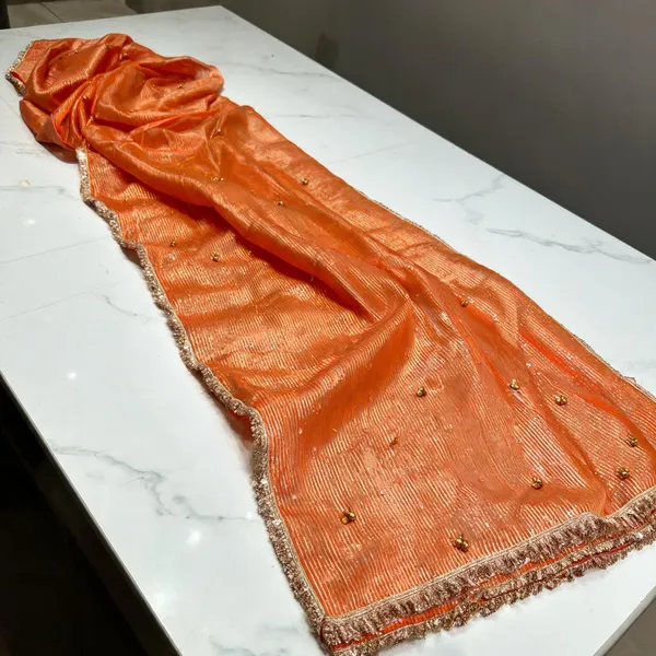 Orange_Tissue_Silk_Embellished_Saree_For_Women