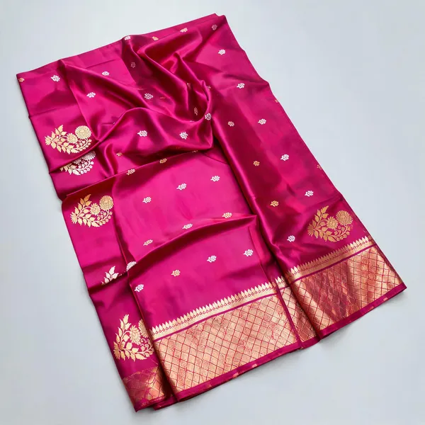 Magenta_Seli_Katan_Silk_Woven_Zari_Floral_Saree_For_Women