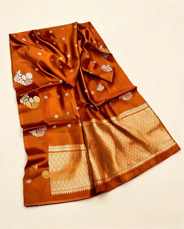Orange_Seli_Katan_Silk_Woven_Zari_Floral_Saree_For_Women