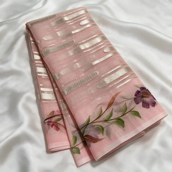 Pink_Organza_Silk_Floral_Print_Saree_For_Women
