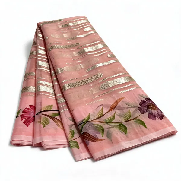 Pink_Organza_Silk_Floral_Print_Saree_For_Women