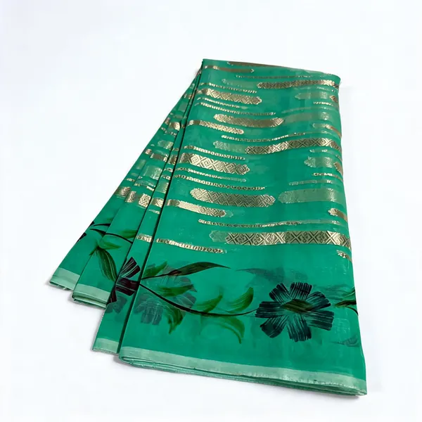 Green_Organza_Silk_Floral_Print_Saree_For_Women