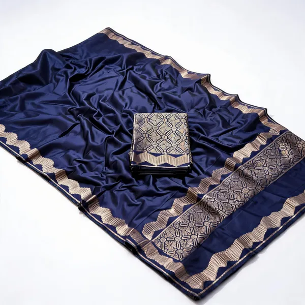 Navy_Soft_Silk_Woven_Saree_With_Blouse_Piece_For_Women