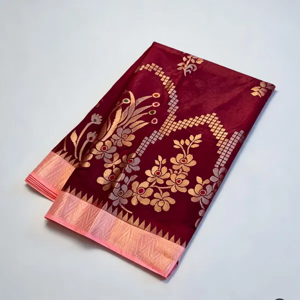 Maroon_Soft_Silk_Floral_Woven_Saree_For_Women