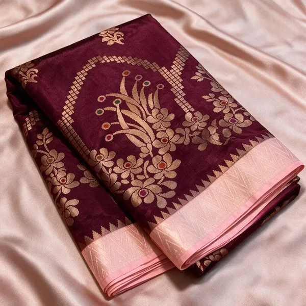 Maroon_Soft_Silk_Floral_Woven_Saree_For_Women