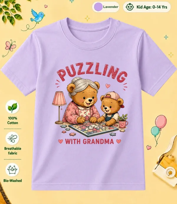 Puzzling_With_Grandma_Kid_Cotton_Tshirt
